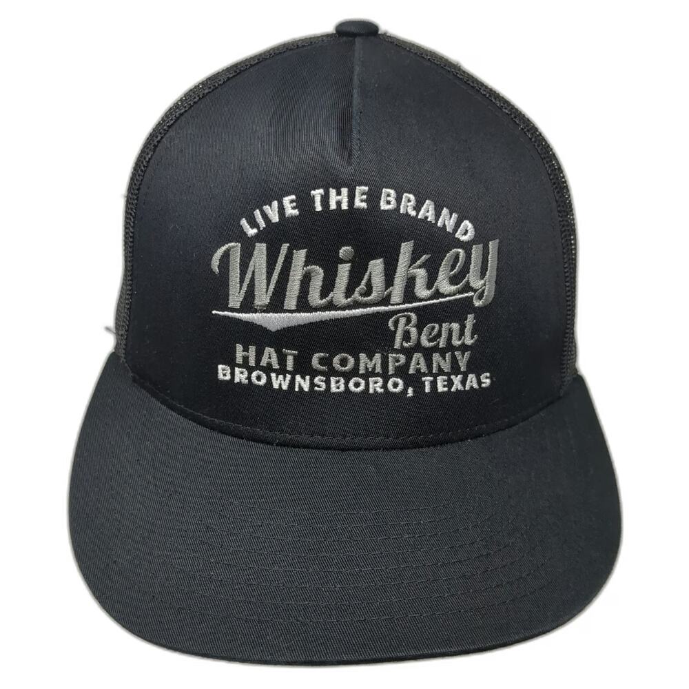 Yupoong Trucker Hat Black One Size Snapback Whiskey Bent Brownsboro Texas Mesh